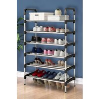 Living and Home 6 Tiers Shoe Rack Organizer Stainless Steel Stackable Space Saving Shoe Shelf in Black