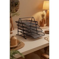Living and Home 4-tier Detachable Metal Mesh A4 File Holder Office Document Tray Rack Desk Organiser in Black