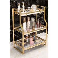 Living and Home 3 Tier Cosmetic Organizer Makeup Storage Shelf Spice Rack Bathroom Kitchen Countertop Bottle Holder in Gold