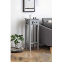 Living and Home 2-tier French Style Small Slim Accent Side Table Bed Sofa Side Storage Drawer with Bookshelf 73cm H in Grey