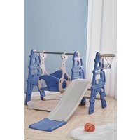 Living and Home 3-in-1 Children Toddler Swing and Slide Set with Basketball Hoop in Blue