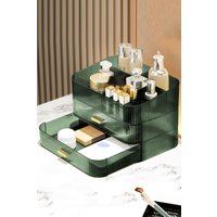 Living and Home Clear Desktop Makeup Organizer Cosmetic Case Storage Skincare Display Box with Drawers in Green