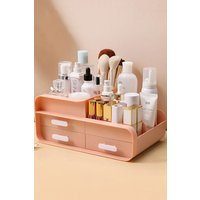 Living and Home Makeup Desktop Organizer Cosmetic Storage Gift Set with 3 Drawers in Pink