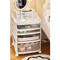 Living and Home 4-Tiers Cosmetic Storage Box Rolling Storage Trolley Makeup Organizer in White