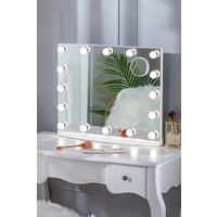 Living and Home Hollywood Makeup Mirror with 16 Pcs LED Bulbs, 3 Color Lighting Modes, Detachable 10X Magnification Mirror in White