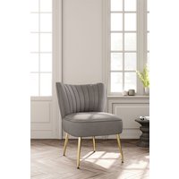 Living and Home Grey Velvet Armless Wingback Accent Chair with Gold Metal Legs