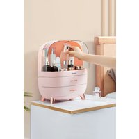 Living and Home Makeup Cosmetic Organizer Storage Box With 2 Drawers For Home Bedroom Bathroom Dressing Vanity in Pink