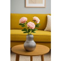 Living and Home Modern Silver Ceramic Double Gourd Vase Decorative Ornament for Dried Flowers