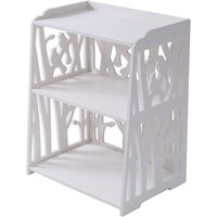 Living and Home Rustic Small White Bedside Table