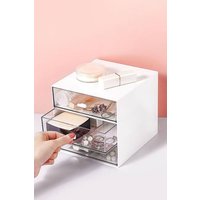 Living and Home Desk Organizer with Drawer Plastic Office Supplies Organiser For Office School Home in White