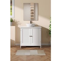 Living and Home Under Sink Bathroom Cabinet 2 Shutter Door in White