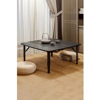 Living and Home 80cm Japanese Square Wooden Folding Table Table for Sitting Tea Room in Black