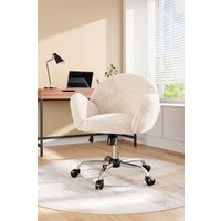 Living and Home Adjustable Height Plush Swivel Office Chair in White
