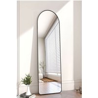 Living and Home Modern Arched Metal Frame Full Length Mirror in Black