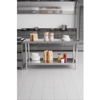 Living and Home Stainless Steel Multi-Functional Prep & Work Table with Undershelf for Kitchen Garage Laundry Outdoor in Silver