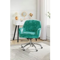 Living and Home Green Velvet Upholstered Wheeled Swivel Office Chair