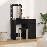 Berkfield Home 2 Piece Dressing Table Set with LED Black Engineered Wood