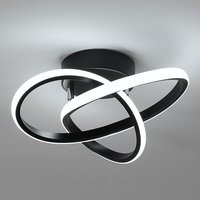 COMELY Modern LED Ceiling Light, 30W Creative Ring Design Black Ceiling Lights