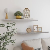 Berkfield Home Floating Wall Shelves 2 pcs Concrete Grey 90x23.5x3.8 cm MDF