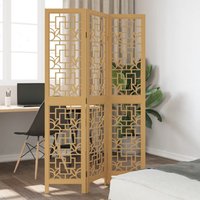 Berkfield Home Room Divider 3 Panels Brown Solid Wood Paulownia