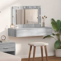 Berkfield Home Wall Hanging Dressing Table with LED Lights Grey Sonoma
