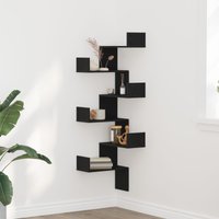 Berkfield Home Wall Corner Shelf Black Oak 45x45x147 cm Engineered Wood | Size: 45 x 45 x 147 cm