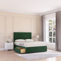 Sloomy Kansas Divan Bed Base No Drawers & 26" Struts Headboard in Emerald | Size: King