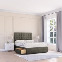 Sloomy Alabama Divan Bed Base No Drawers & 26" Struts Headboard in Light Grey | Size: Double