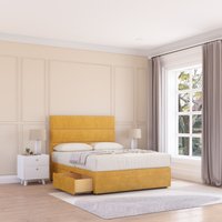 Sloomy Texas Divan Bed Base No Drawers & 26" Struts Headboard in Mustard | Size: Double