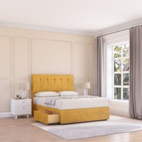 Sloomy Highbury Divan Bed Base No Drawers & 26" Struts Headboard in Mustard | Size: Single
