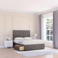 Sloomy Manhattan Naples Bed Set With 4 Drawers, Mattress & 26" Headboard in Dark Grey | Size: Small Double
