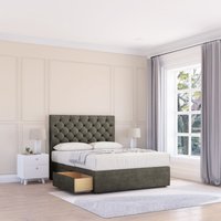 Sloomy Mayfair Dumfries Bed Set With 4 Drawers, Mattress & 26" Headboard in Dark Grey | Size: Small Double