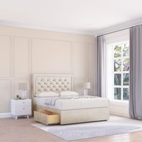 Sloomy Montana Plush Bed Set With No Drawers Mattress & 54" Headboard in Cream | Size: Small Double