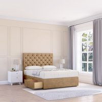 Sloomy Mayfair Dumfries Bed Set With No Drawers Mattress & 54" Headboard in Light Beige | Size: Super King