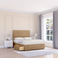 Sloomy Texas Dumfries Bed Set With No Drawers Mattress & 54" Headboard in Light Beige | Size: Super King