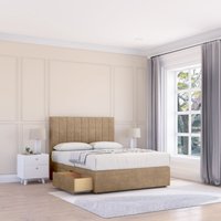 Sloomy Kansas Naples Bed Set With 4 Drawers, Mattress & 54" Headboard in Light Brown | Size: Super King