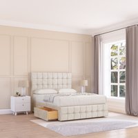 Sloomy Berlin Plush Bed Set, No Drawers Mattress & 54" Headboard in Cream | Size: King
