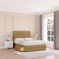 Sloomy Berlin Plush Bed Set, No Drawers Mattress & 54" Headboard in Light Brown | Size: Double
