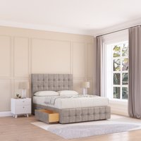 Sloomy Berlin Plush Bed Set, No Drawers Mattress & 54" Headboard in Stone | Size: Small Double