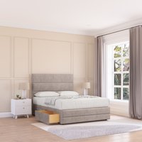 Sloomy Monaco Plush Bed Set, No Drawers Mattress & 54" Headboard in Stone | Size: Super King