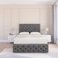 Sloomy Vienna Plush Bed Set, No Drawers Mattress & 54" Headboard in Dark Grey | Size: Single