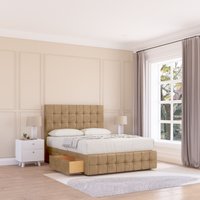 Sloomy Berlin Dumfries Bed Set, 4 Drawers, Mattress & 54" Headboard in Light Beige | Size: Double