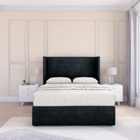 Sloomy Devonshire Naples Wingback Bed Set, No Drawers & 54"Headboard in Black | Size: Double