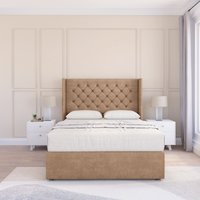 Dior Naples Wingback Bed Set No Drawers & 54" Floor Standing Headboard Light Double
