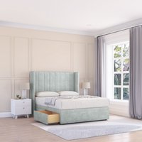 Sloomy Falcon Naples Wingback Bed Set, No Drawers & 54" Floor Standing Headboard in Silver | Size: Super King