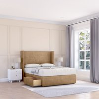 Sloomy Devonshire Dumfries Wingback Bed Set, No Drawers & 54" Floor Standing Headboard in Light Beige | Size: King
