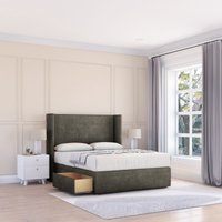 Sloomy Devonshire Dumfries Wingback Bed Set, No Drawers & 54" Floor Standing Headboard in Dark Grey | Size: Super King