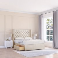 Dior Plush Wingback Bed Set 2 Drawers & 54" Floor Standing Headboard Double