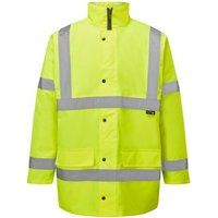 Hi Vis Waterproof Parka Jacket Safety Workwear Quilted Lining & Hood
