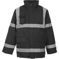 Hi Vis Waterproof Parka Jacket Safety Workwear Quilted Lining & Hood